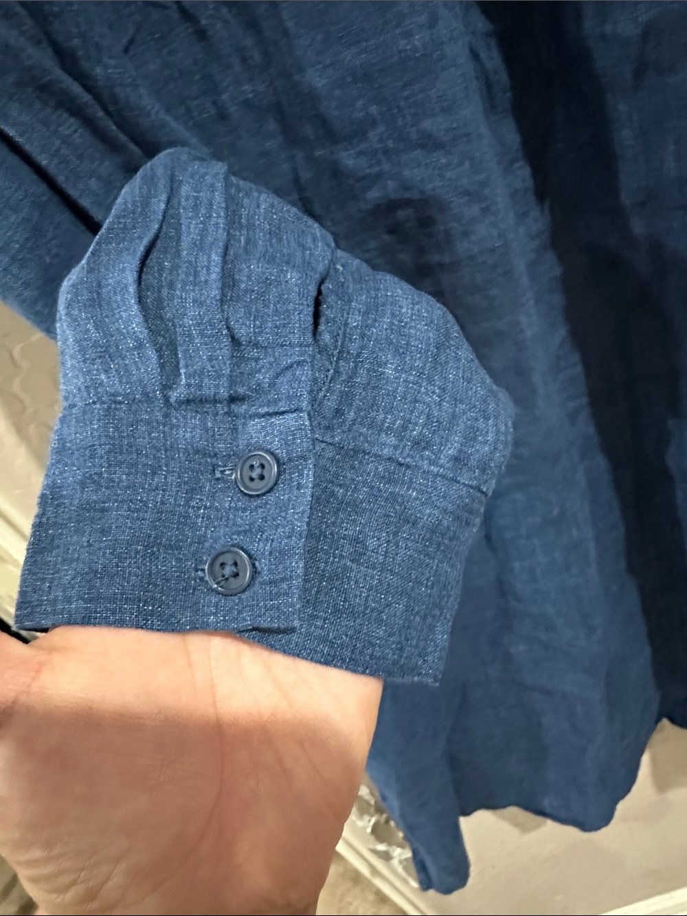 Eileen Fisher Indigo Blue 100% organic Linen button down dresses - Picture 5 of 5